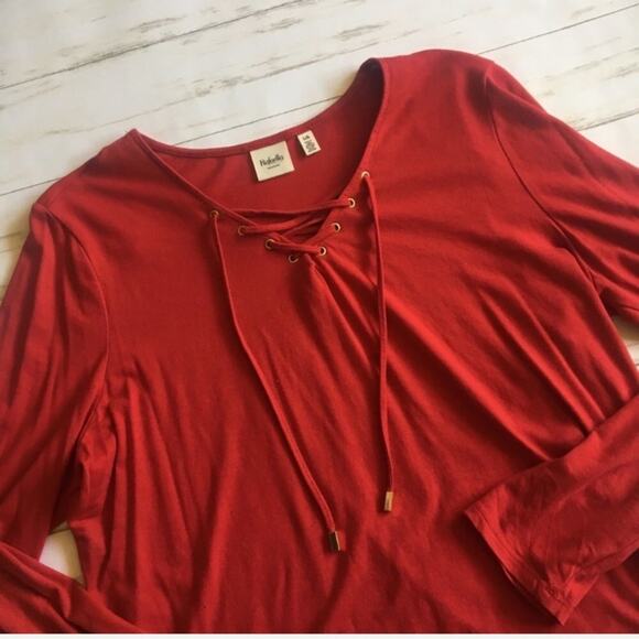 Red Long Sleeve with gold accent on front ties - Picture 11 of 12